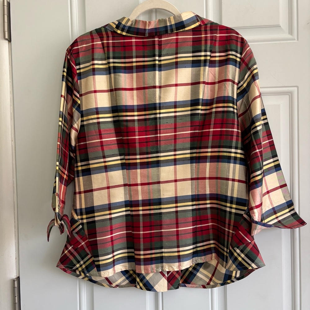 ❤️2/$15 or 3/$21❤️Coldwater Creek Plaid Silk Button-Up Blouse, Size PXL - Picture 8 of 14